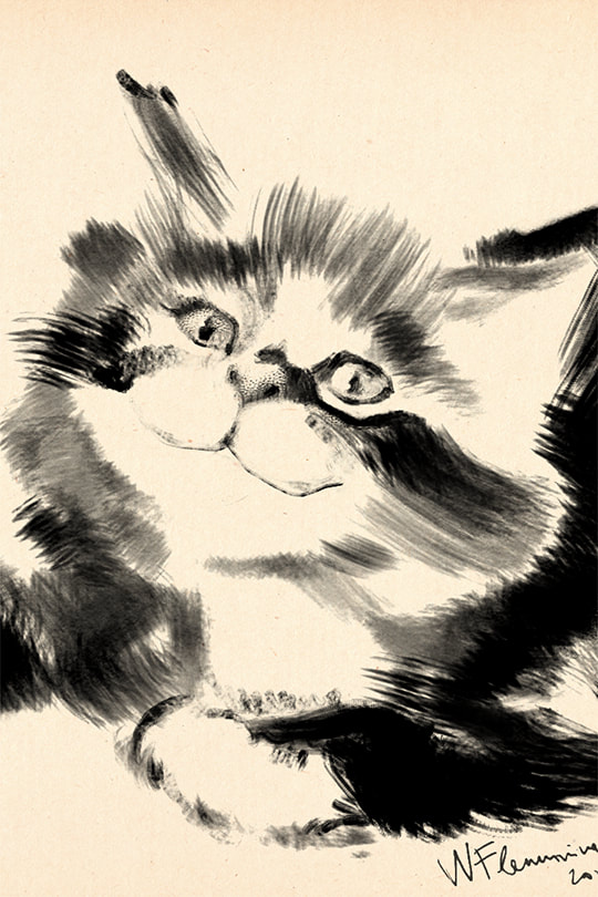 smiling kitty illustration by W.Flemming