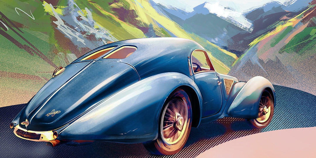 Talbot-Lago automotive poster by WFlemming Illustration